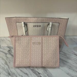 GUESS Pink Logo Tote and Clutch Set